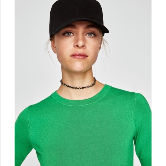 ZARA Kelly Green Short Sleeve Sweater TOP * NWT - Picture 7 of 8